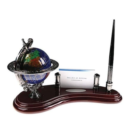 Blue Stone Designs Bluestone Designs W010N Gemstone Globe Pen Stand with Cardholder W010N
